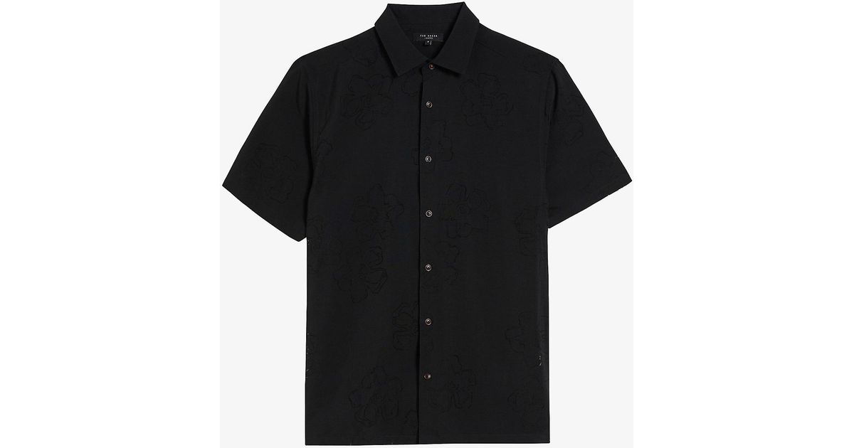 Ted Baker Synthetic Guilio Floral-print Woven Shirt in Black for Men ...