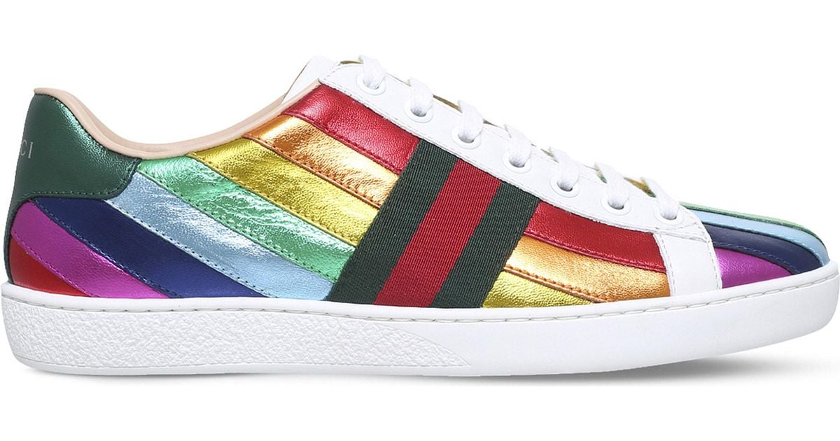 Gucci New Ace Rainbow Leather Trainers 