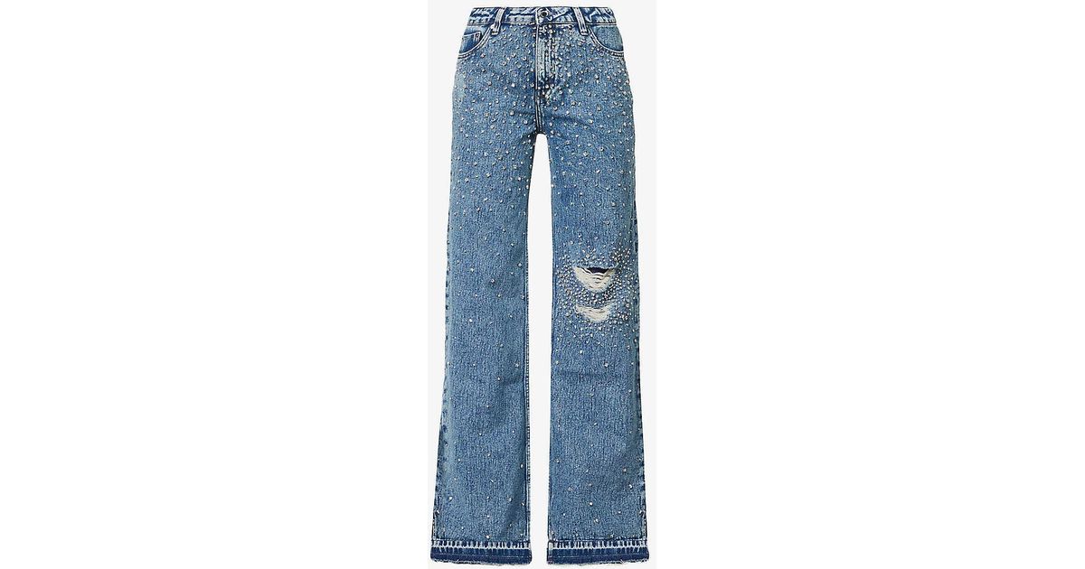 retroféte Bronte Wide-leg High-rise Jeans in Blue | Lyst