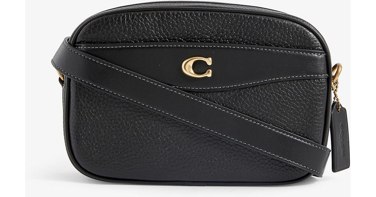 COACH Logoembellished Leather Crossbody Camera Bag in Black Lyst