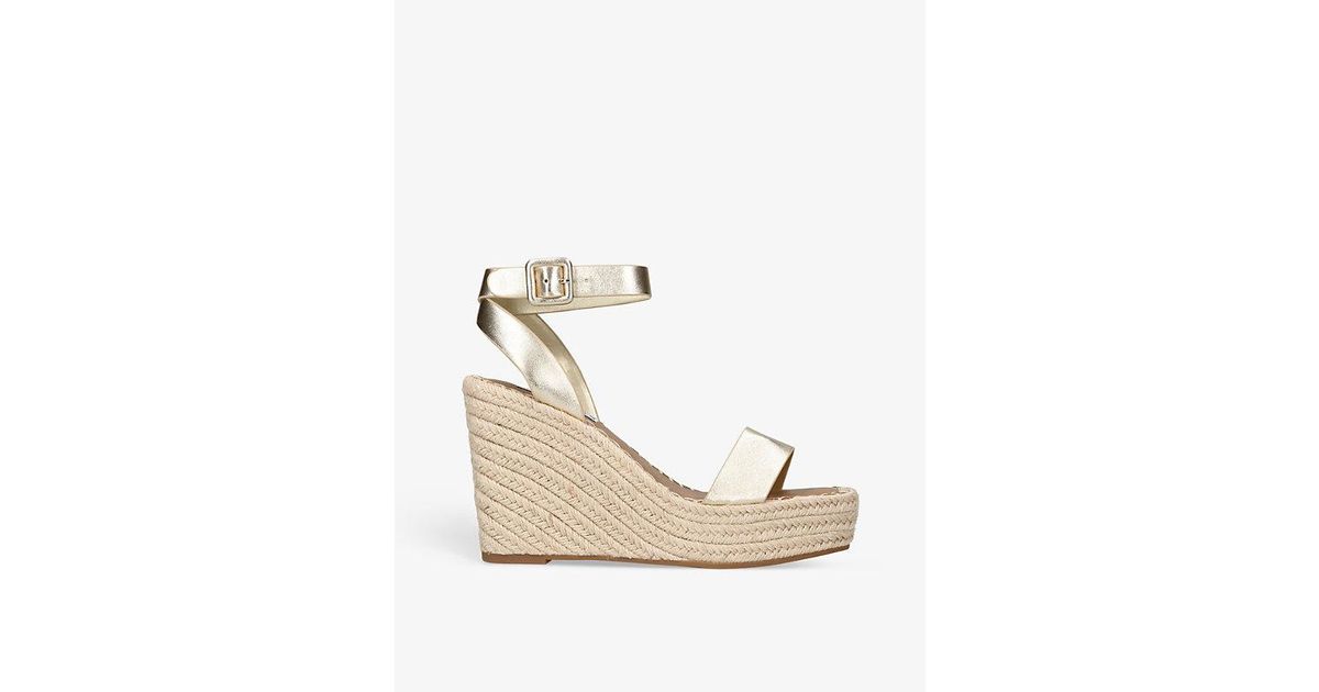 Steve Madden Upstage Metallic Leather Wedges In Natural Lyst