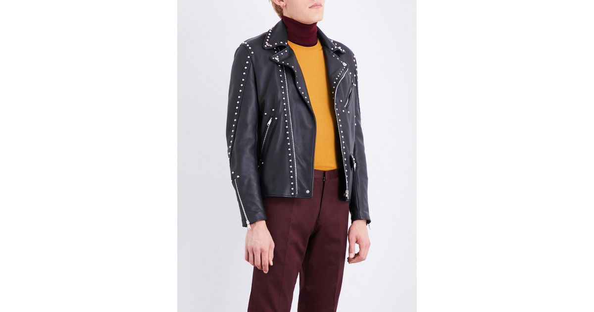 Paul Smith Studded Leather Jacket in Black for Men | Lyst Canada