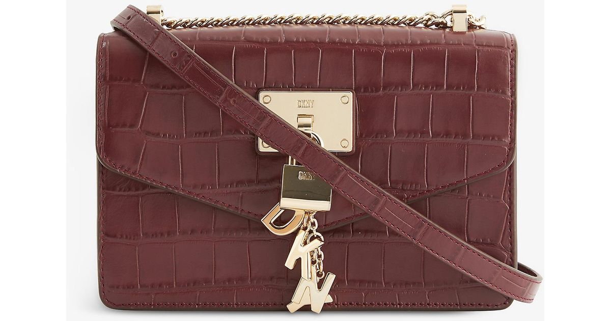 DKNY Elissa Crocembossed Small Leather Crossbody Bag in Purple Lyst