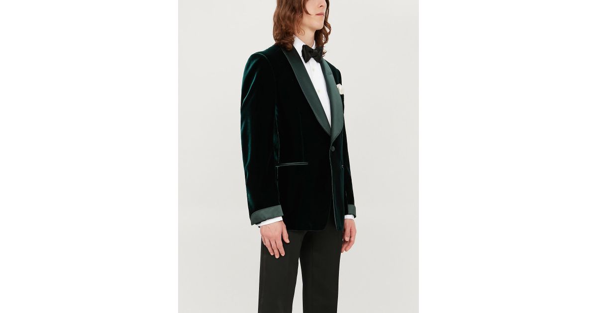 Tom Ford Satin-trimmed Shelton-fit Velvet Tuxedo Jacket in Green for Men |  Lyst