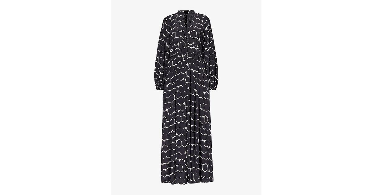 Max Mara Urbania Abstract-Pattern Silk Maxi Dress in Black