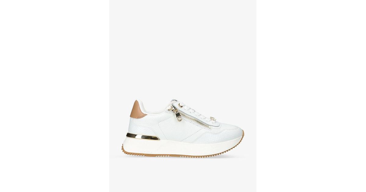 Carvela Kurt Geiger Flare Zipembellished Leather Lowtop Trainers in