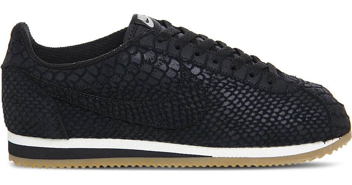 Nike Leather Classic Cortez Og Reptile-effect Trainers in Black | Lyst