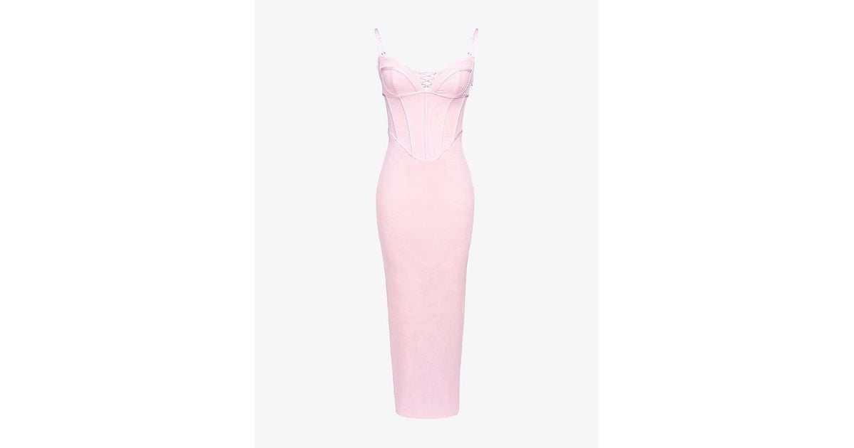 House Of Cb Romy Mesh Bodycon Stretch-Woven Maxi Dress in Pink | Lyst House Of Cb Romy Mesh Bodycon Stretch-Woven Maxi Dress in Pink | Lyst