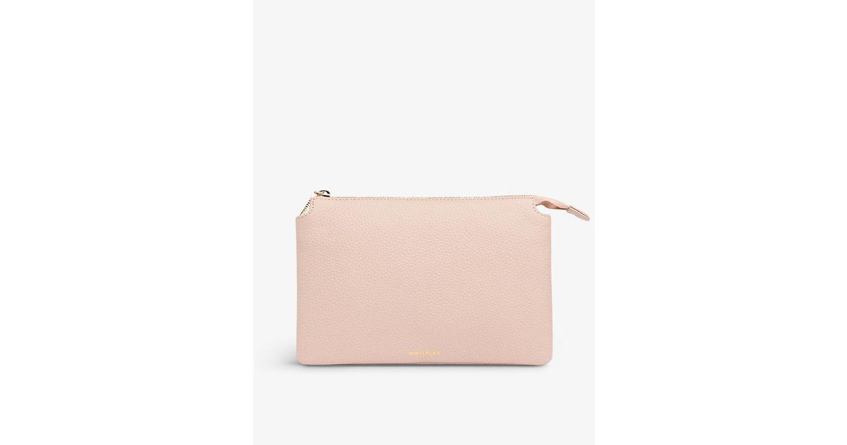 Whistles Elita Leather Clutch Bag in Pink Lyst