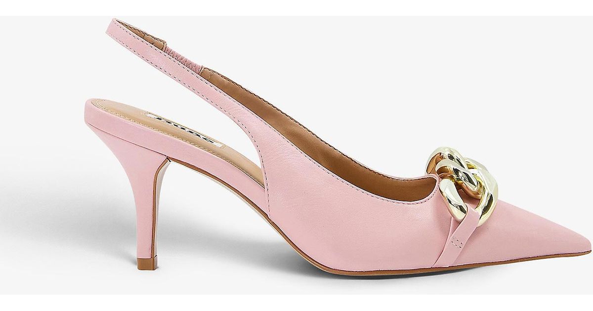 Dune Canary Chaindetail Leather Court Shoes in PinkLeather (Pink