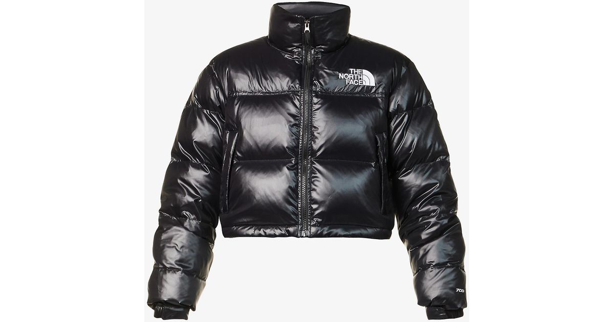 The North Face 1996 Retro Nuptse Logo-embroidered Cropped Shell-down Jacket  in Black | Lyst