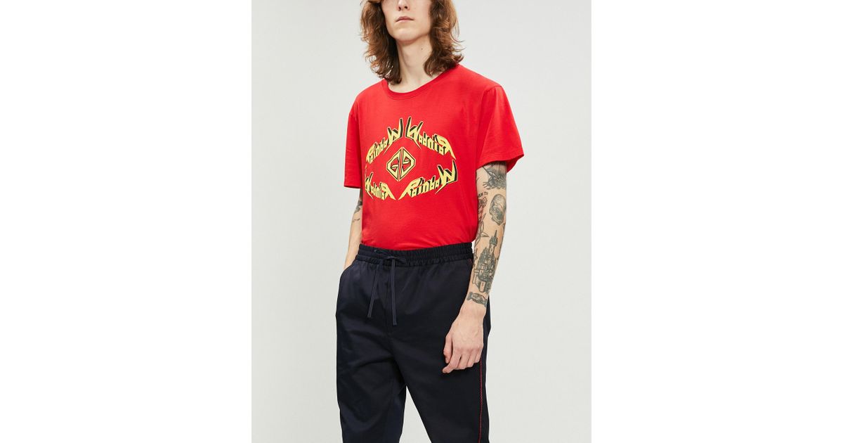 Gucci Rainbow Metal Cotton-jersey T-shirt in Red for Men - Lyst
