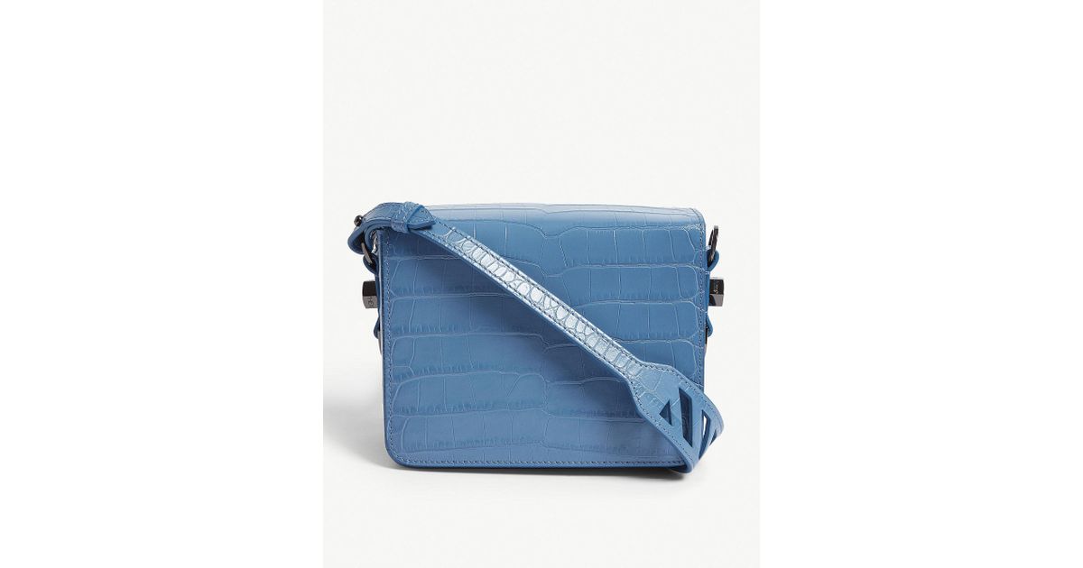 Off-White c/o Virgil Abloh Leather Crocodile Binder Clip Mini Shoulder Bag in Blue - Lyst