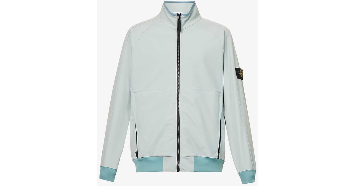 Stone Island Brandbadge Funnelneck Stretchwoven Jacket in Blue for Men Lyst