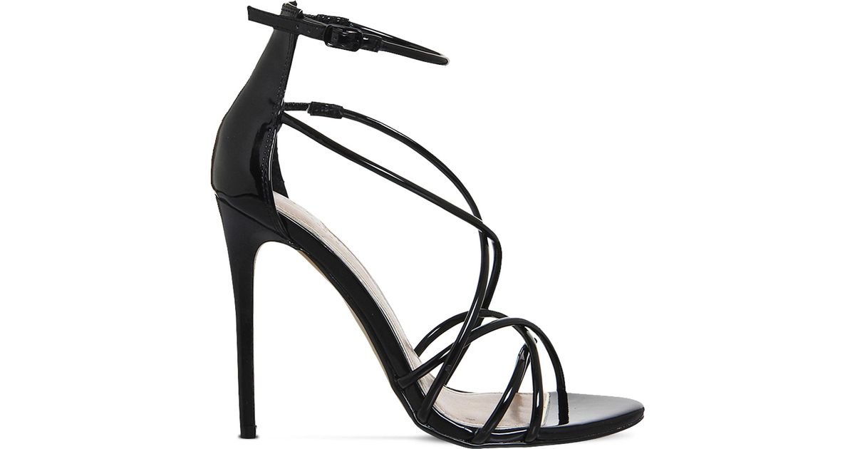 Lyst - Office Angel Patent Strappy Sandals in Black