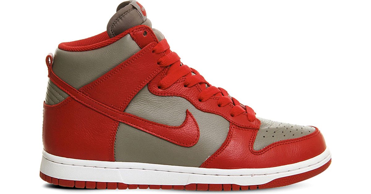 Nike Gray Dunk Retro Qs Leather High Top Trainers