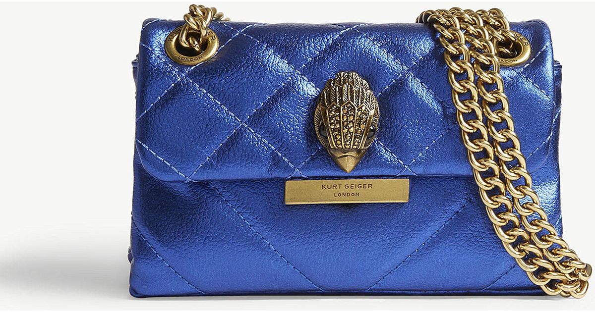kurt geiger mini kensington black leather cross body bag with chain