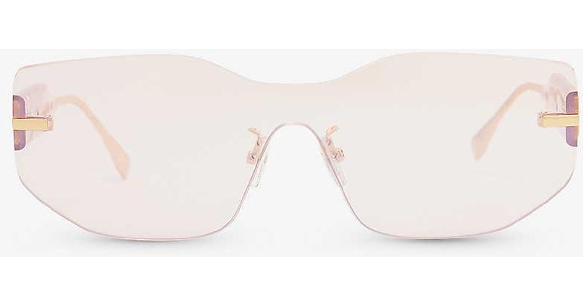 Fendi Fe40066u Shield-frame Metal Sunglasses in Natural | Lyst