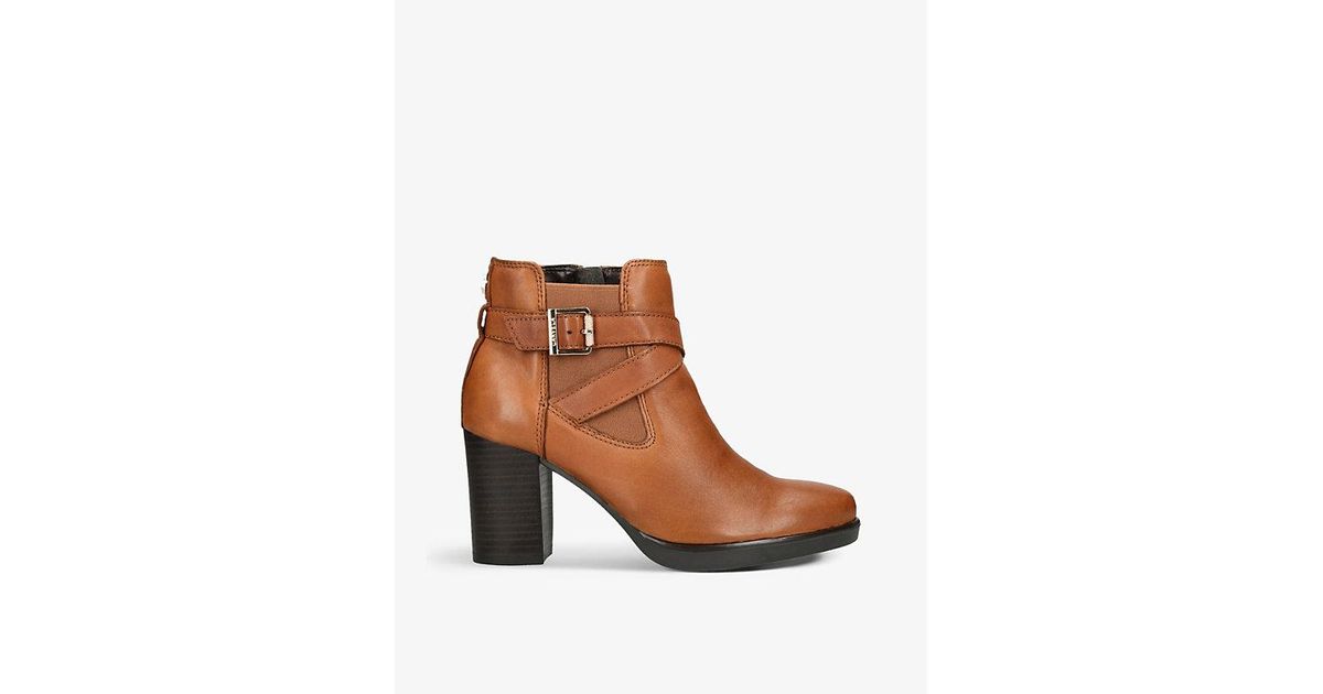 Carvela Kurt Geiger 2 Buckle Embellished Leather Heeled Ankle Boots in Brown Lyst UK