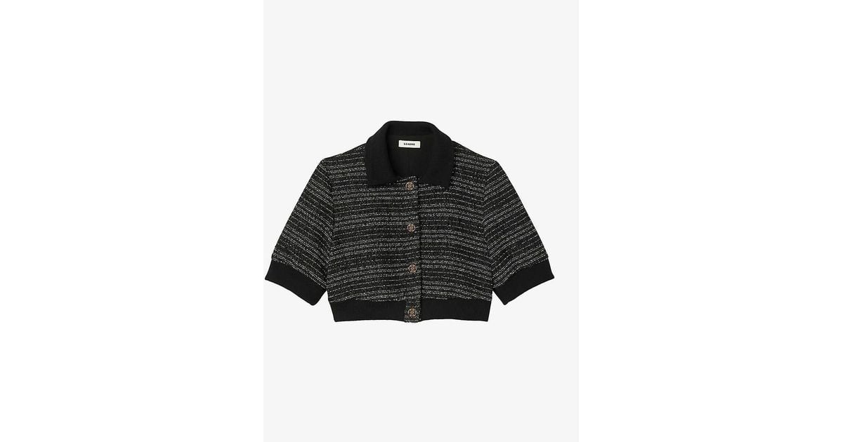 Sandro tweed jacket shop finished with braid trim