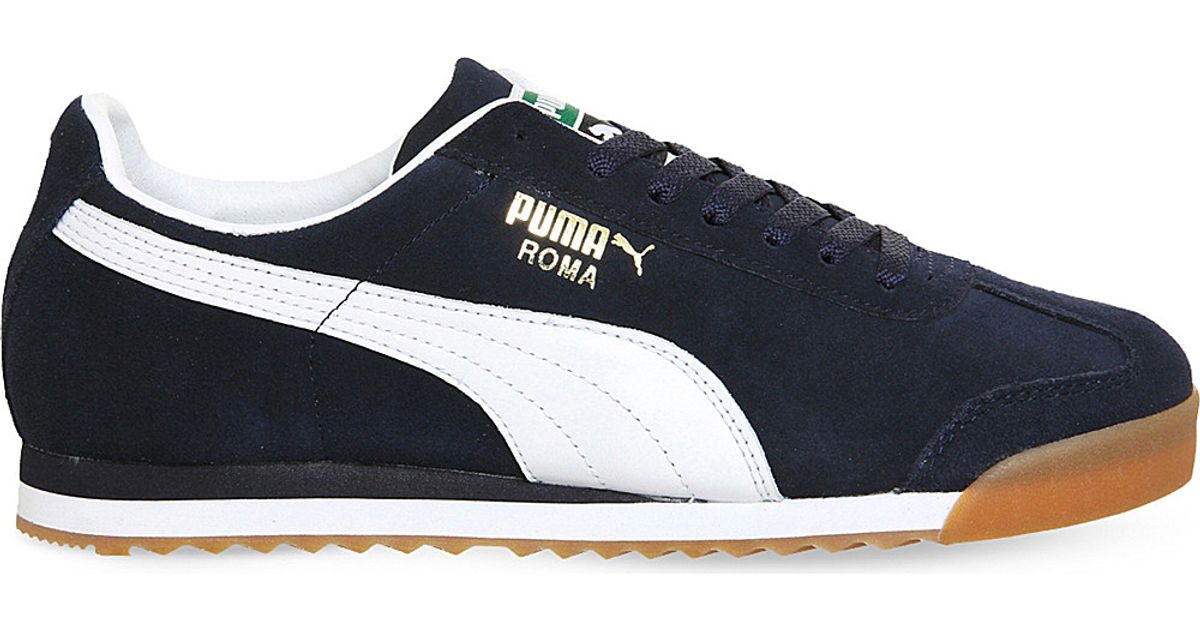 PUMA Roma Suede Trainers in Blue for Men | Lyst