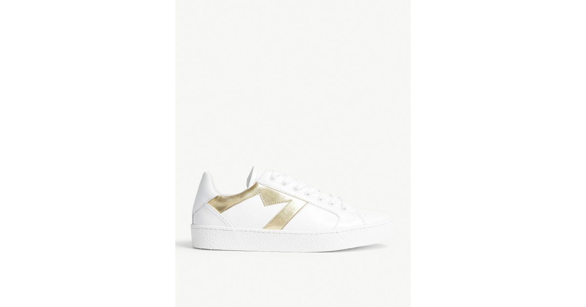 Maje Frenchy 'm' Leather Trainers in Metallic | Lyst