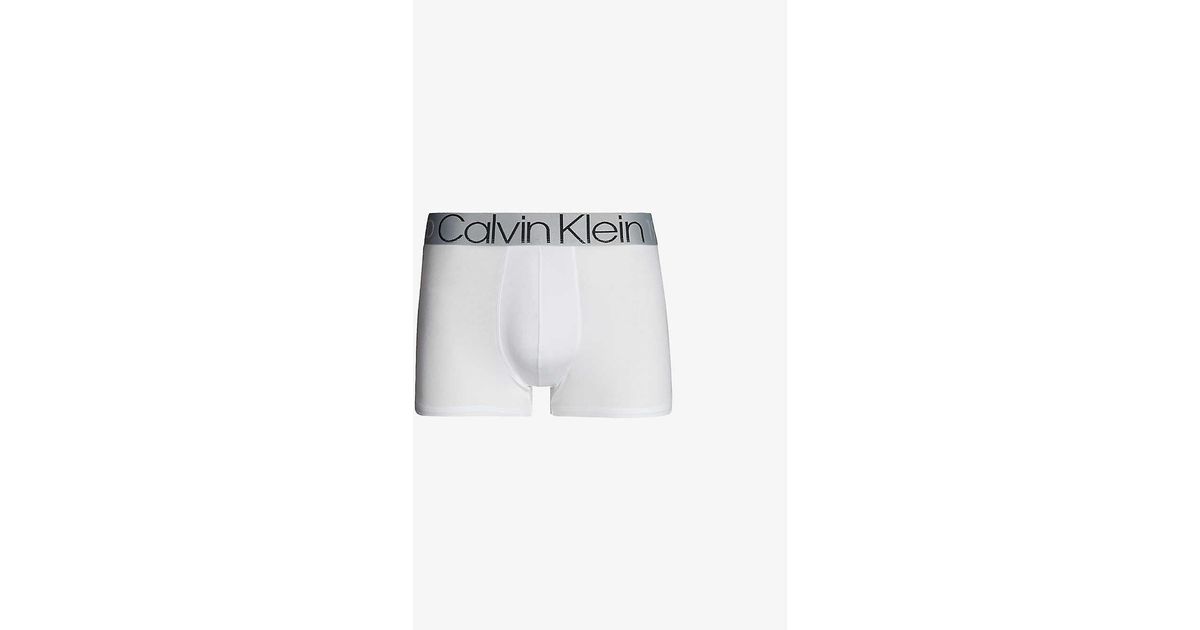 Calvin Klein Mens White Evolution Regular Fit Stretch Cotton Trunks M