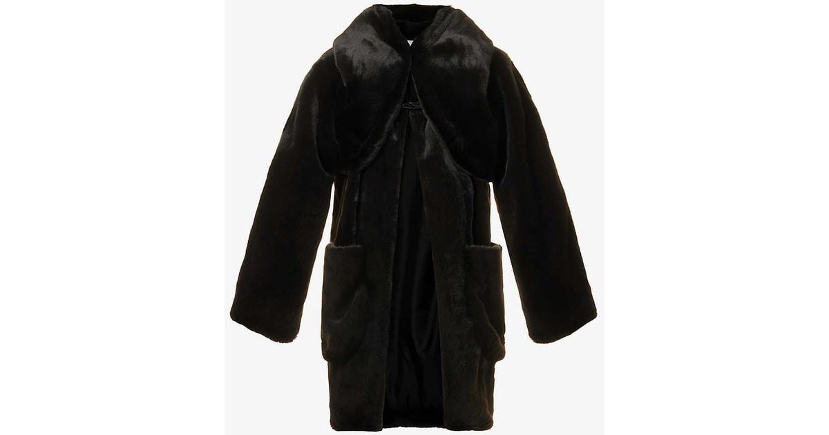 Alaïa Oversized-hood Faux-fur Coat in Black | Lyst Canada