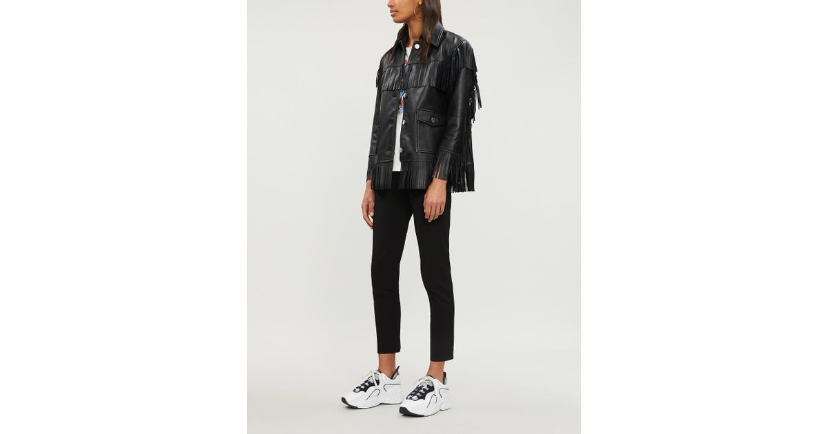 sandro fringe leather jacket