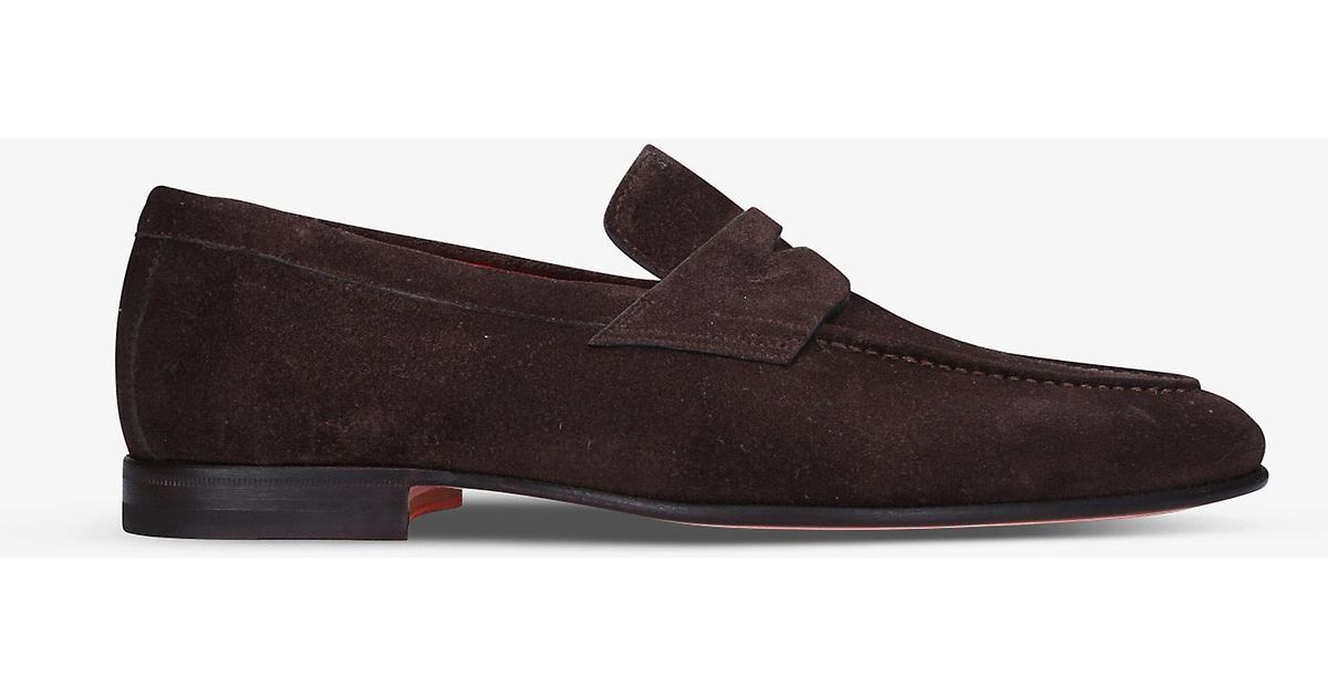 Santoni Carlos Leather Penny Loafers in Dark Brown (Brown) for Men