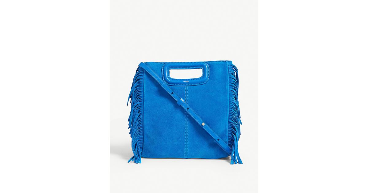 Maje Suede M Bag in Blue - Lyst