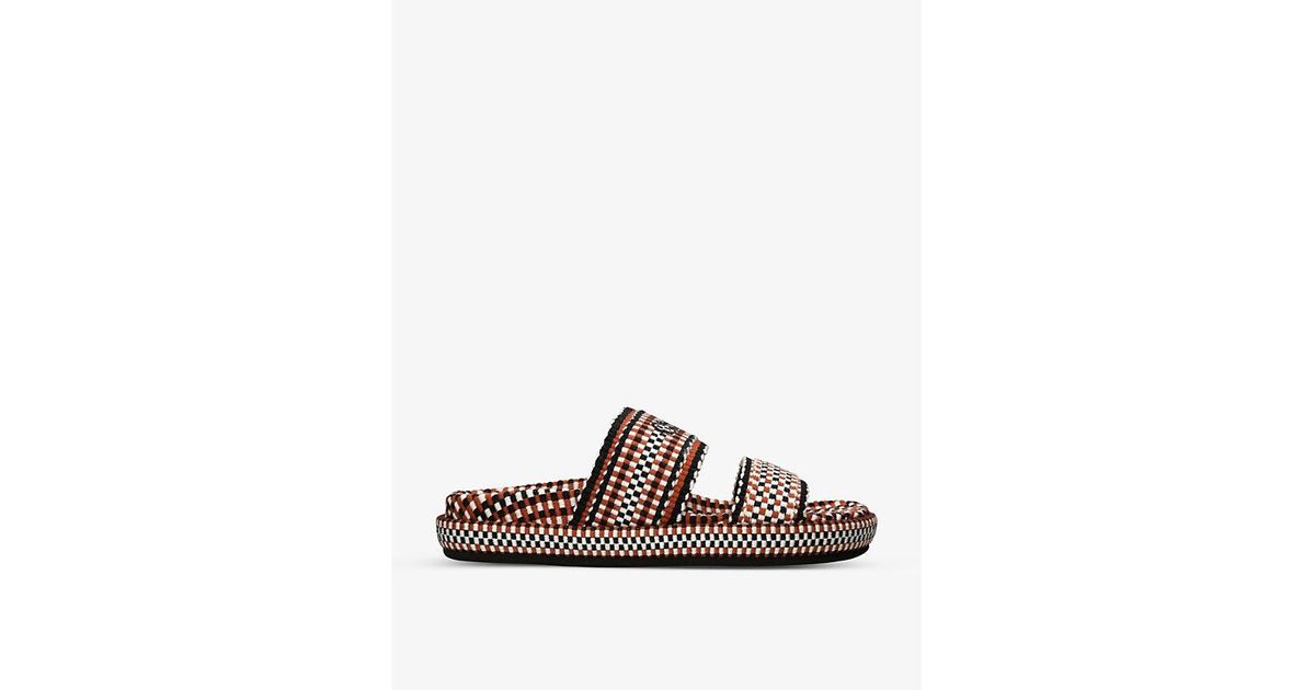 Chloé Rori Doublestrap Cotton Sliders in Brown Lyst