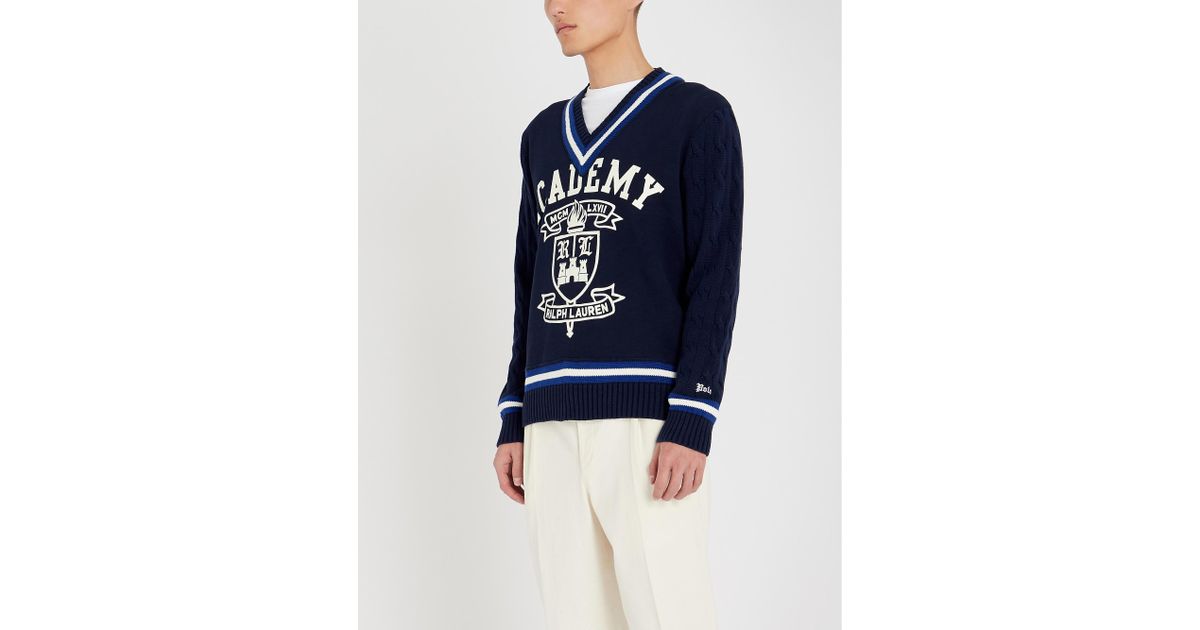 Polo Ralph Lauren Academy Cable-knit Cotton Jumper in Navy (Blue) for Men |  Lyst