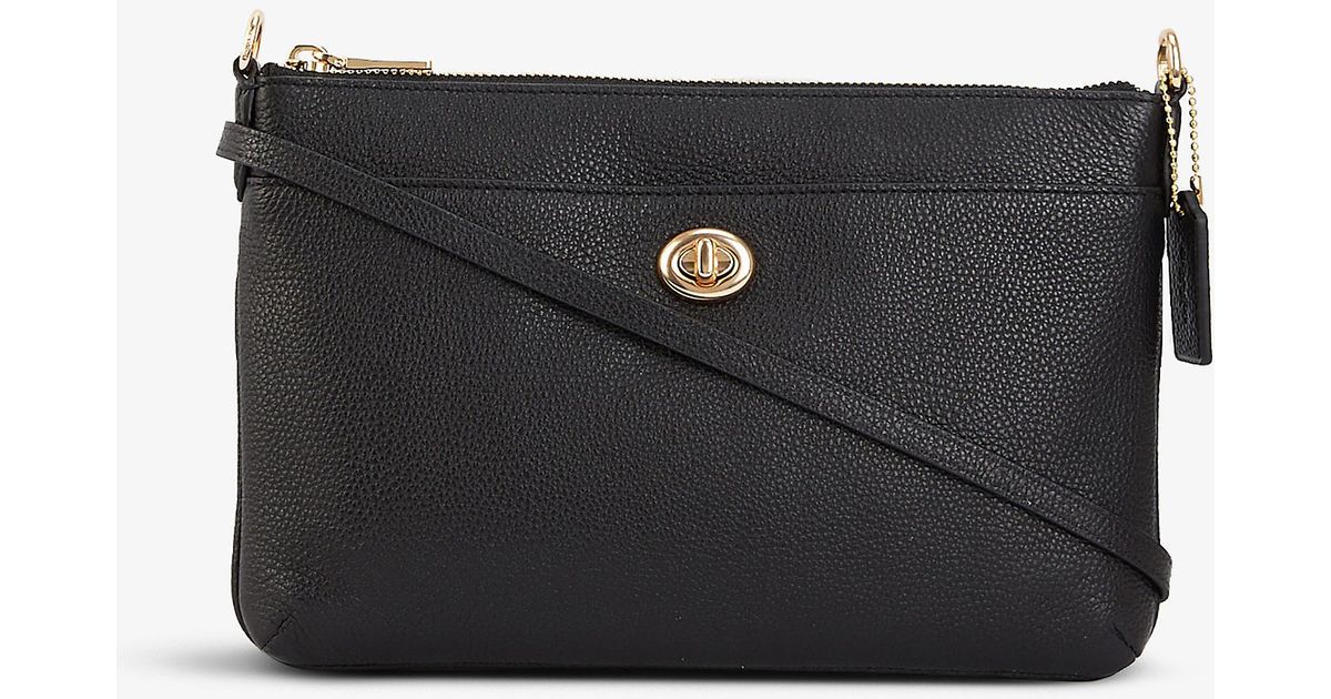 COACH Polly Pebbled Leather Crossbody Bag in Black Lyst