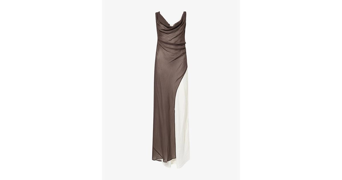Bec & Bridge Augustin Asymmetric Woven Maxi Dress in Brown | Lyst