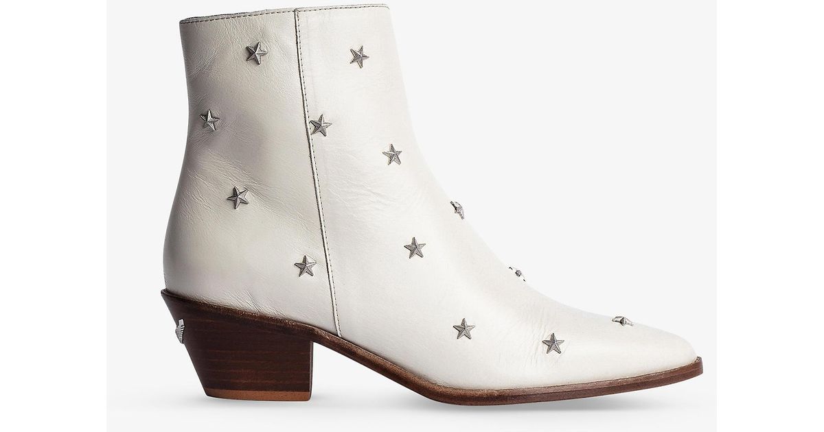 Zadig & Voltaire Tyler Starstudded Leather Boots in White Lyst Australia