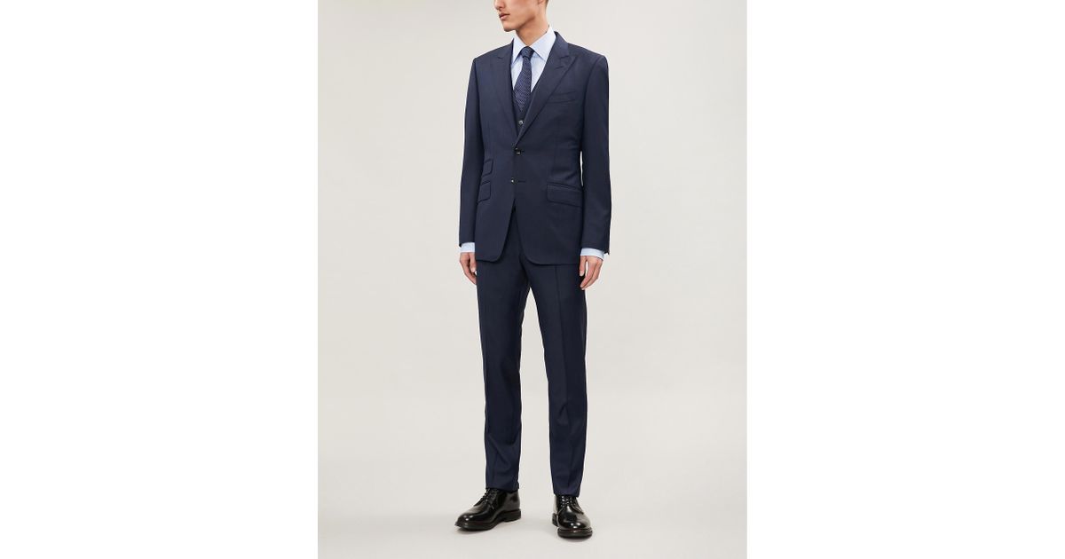 Plagen valuta Verleden Tom Ford Windsor-fit Wool Three Piece Suit in Blue for Men | Lyst