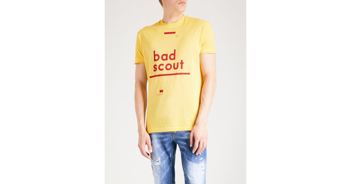 DSquared² Bad Scout-print Cotton-jersey T-shirt in Yellow for Men - Lyst