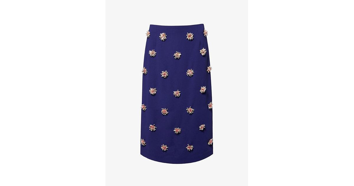 スカート DRIES VAN NOTEN WHITE STRIPED BLUE COTTON MIDI SKIRT Striped cotton poplin midi skirt in white - Dries Van Noten