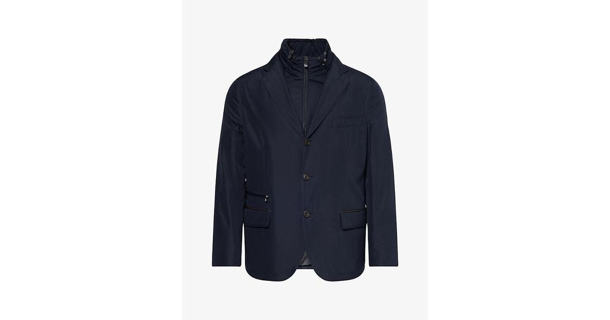 Double Up Shell Corneliani Double-Layered Shell Jacket in Blue for Men | Lyst