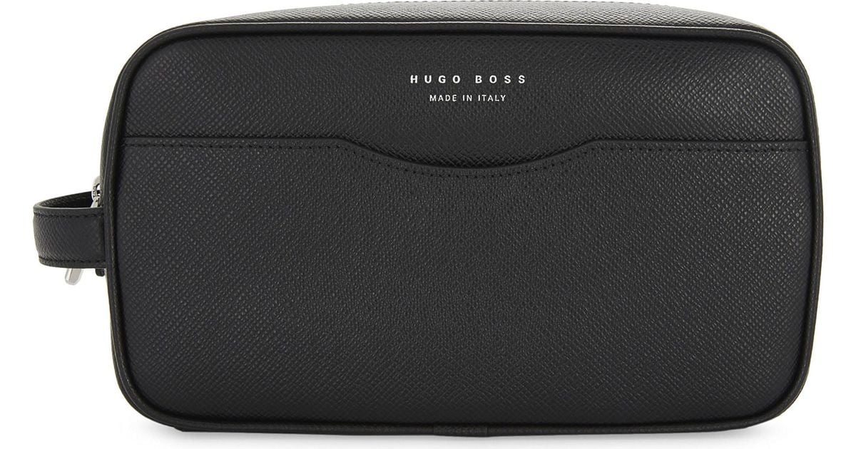 Hugo Boss Textured Leather Washbag 