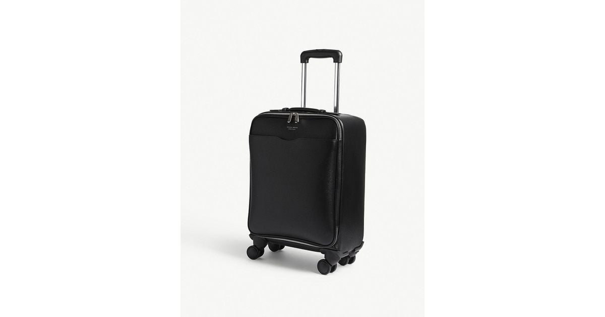 BOSS by HUGO BOSS Signature Trolley Leather Suitcase 52cm in Black for Men  | Lyst