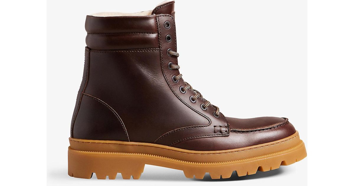 Ted Baker Edric Leather Apron Boots in Brown for Men | Lyst