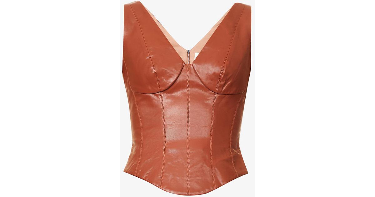 Rozie Corsets Vneck Fauxleather Corset Top in White Lyst