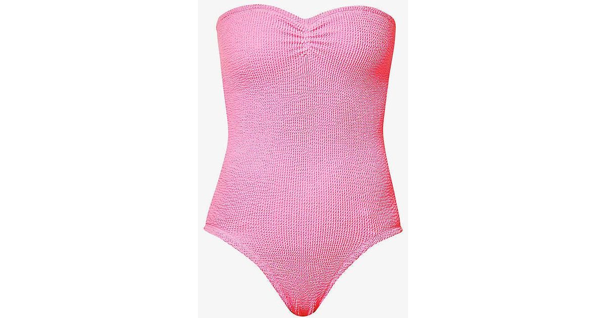 Hunza G Brooke Seersucker Swimsuit In Pink Lyst Uk