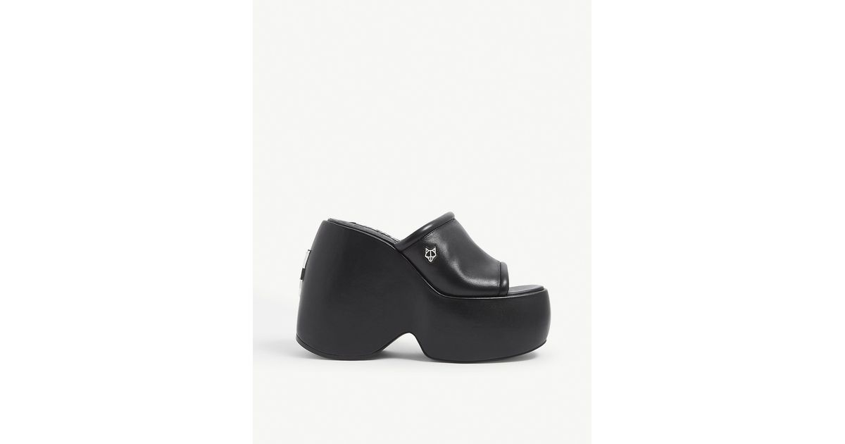 Naked Wolfe Mighty Platform-heel Leather Mules in Black | Lyst