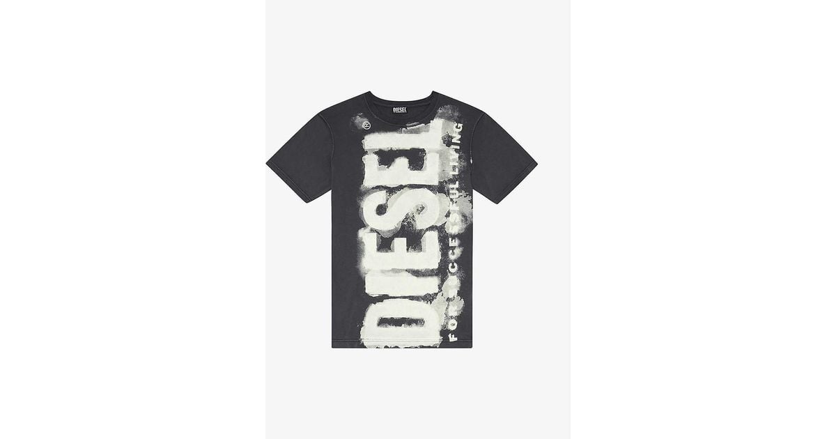 DIESEL T-just-e16 Logo-print Cotton-jersey T-shirt in Black for Men | Lyst