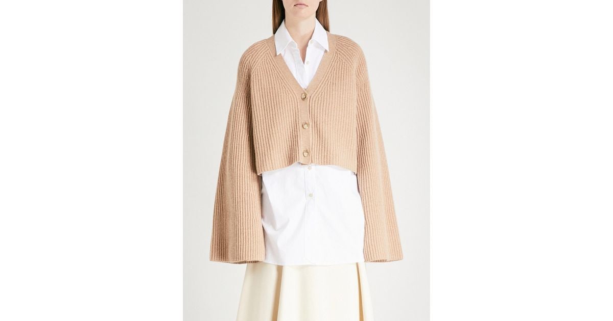 Elizabeth And James Cabot Cardigan Ribbed Wide Sleeve Cropped Sweater Jacket