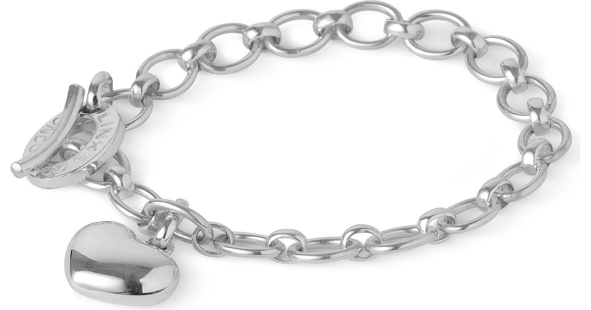 Links Of London Sterling Silver Bracelet With Heart Charm In Metallic Lyst