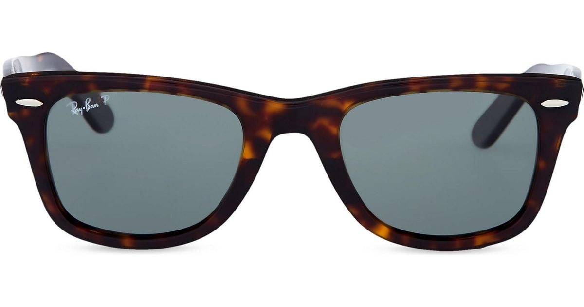 Ray Ban Leather Unisex Tortoise Effect Wayfarer Sunglasses In Brown Lyst